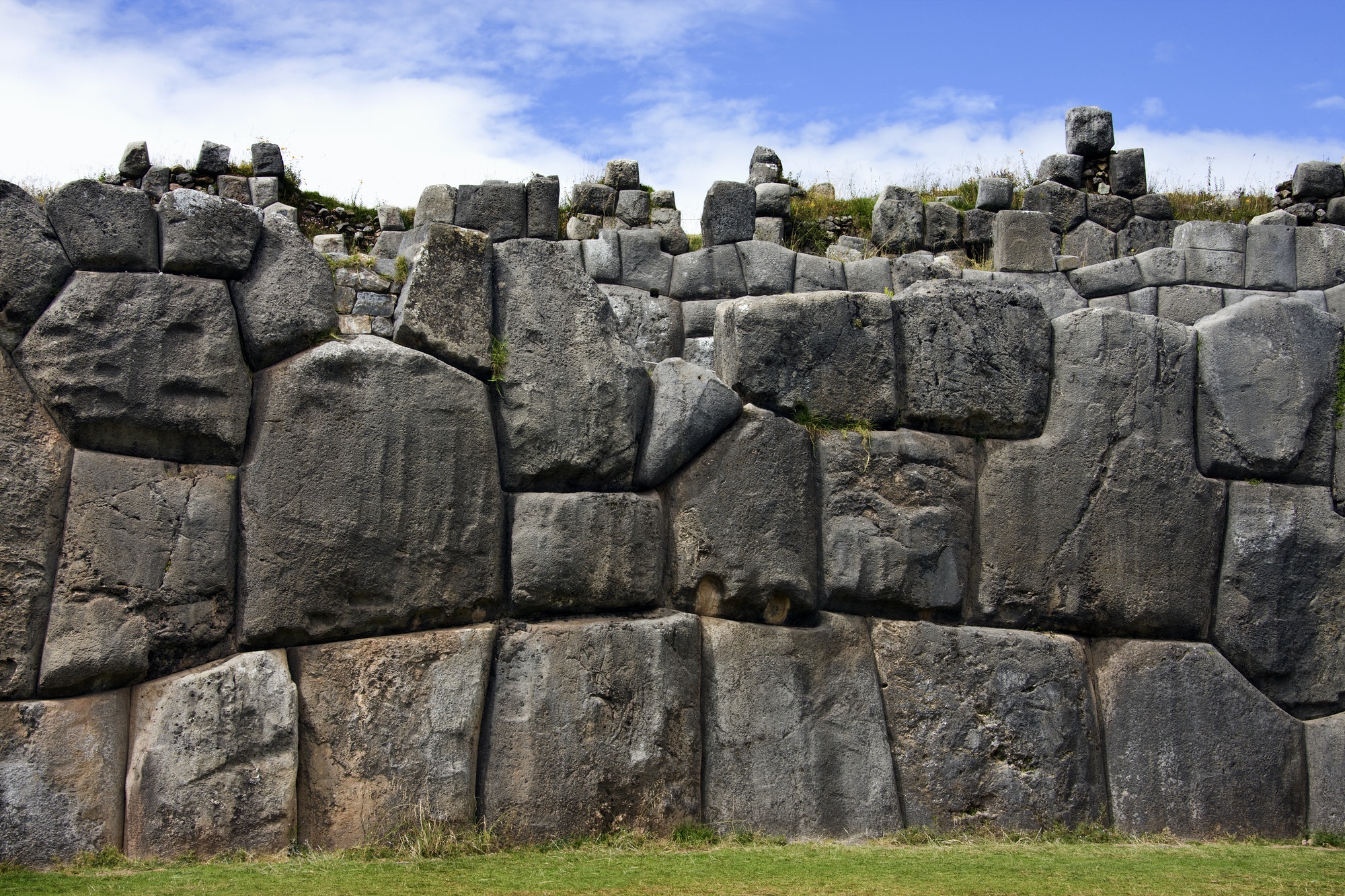 Inca stonework at Sacsayhuaman near Cuzco in Peru, South America.
